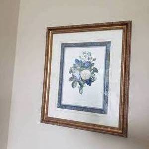 Framed Botanical Print of May June Flower Bouquet