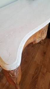 Henredon Travertine Top with Carved Base Entry Table