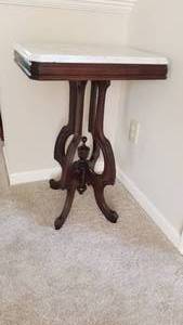 Antique Eastlake Side Table with Marble Top
