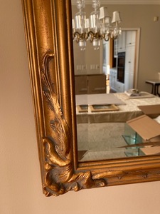 Beautiful Gold Gilt Carved Beveled Glass Wal Mirror
