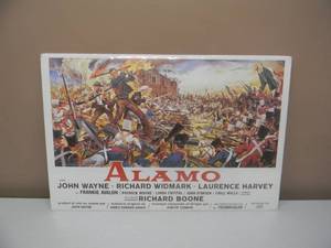 lot 16 image: VERY VERY RARE - JOHN WAYNE ALAMO ORIGINAL 1979 BELGIUM ORIGINAL RE RELEASE MOVIE POSTER - AWESOME COLLECTIBLE - NICE - APPROX 24 BY 16 - SEE PICTURES