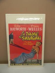 lot 17 image: VERY VERY RARE - RITA HAYWORTH & ORSON WELLES THE LADY FROM SHANGHAI ORIGINAL 1979 BELGIUM ORIGINAL RE RELEASE MOVIE POSTER - AWESOME COLLECTIBLE - NICE - APPROX 15 BY 22 - SEE PICTURES