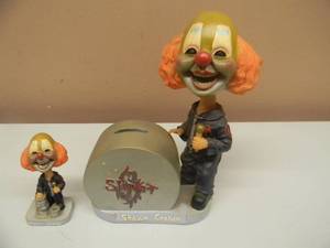 lot 20 image: RARE - SLIPKNOT SHAWN CRAHAN BOBBLEHEAD COIN BANK - AWESOME - APPROX 7 - WITH SLIPKNOT SHAWN CRAHAN MINI BOBBLEHEAD APPROX 3 12 - GREAT SET - RARE - SEE PICTURES