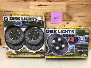 lot 47 image: Lot of 2 Disk Lights  solar see pictures