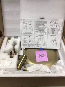 lot 85 image: 5-Spray Patterns with 3.2 GPM 10 in. Wall Mount Dual Shower Heads with Rough-In Valve Body and Trim in Brushed Gold by Boyel Living