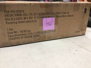 lot 86 image: 6 in. H x 24 in. W x 5 in. D Natural Wood Wall-Mount Floating Shelf (Set of 2) by StyleWell