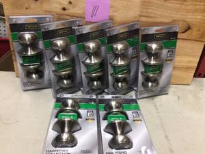 lot 111 image: Lot of 7 Hartford Satin Nickel HallCloset Passage Door Knob by Defiant