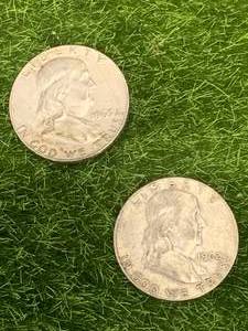 lot 6 image: Lot of 2 Franklin Half Dollars