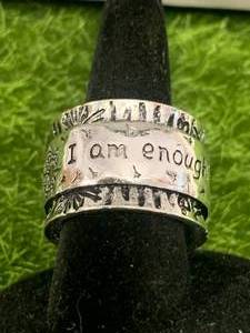 lot 12 image: Womens Size 8 I Am Enough Ring