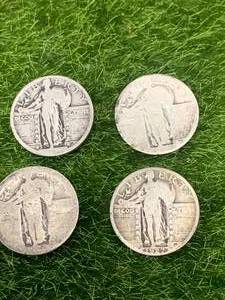 lot 17 image: Lot of 4 Standing Liberty Quarters
