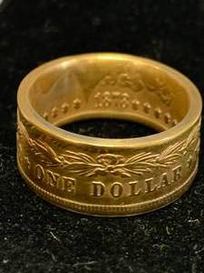 lot 26 image: 1878 Morgan Dollar Ring Plated in Gold Size 12