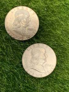 lot 78 image: Lot of 2 Franklin Half Dollars