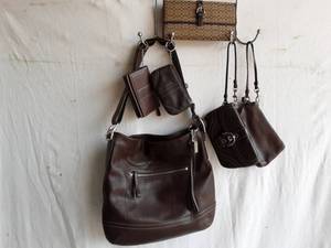 Coach Leather Shoulder Bag & Assorted Accessories