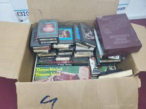 box of 8-tracks and records