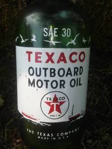 Vintage Texaco Outboard Motor Oil.  Empty, Like New