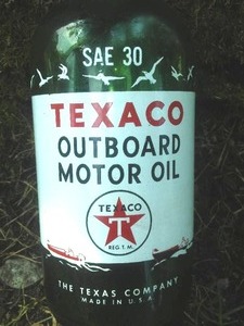 Vintage Texaco Outboard Motor Oil.  Empty, Like New