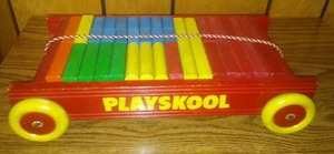 Vintage Playskool Wagon with building blocks