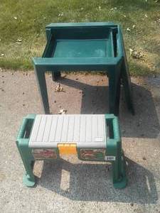 Outdoor Gardening bench and table with storage. versatile.
