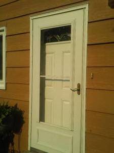 Mastercraft Fiberglass Exterior Door with Accent Window & Steel Storm Door  - 32