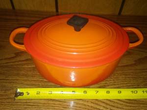 Vintage LeCrueset Enamel Cast Iron Covered Roaster.