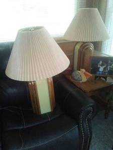 Wood Accent Table lamps (2) with illuminating base.