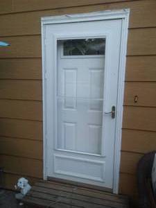 Mastercraft Fiberglass Exterior Door with Accent Window. Steel Storm Door - 36