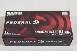 50 Federal American Eagle 9mm Luger 147 Gr FMJ FP Ammo