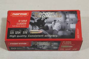 50 Norma 9mm Luger 115 Gr FMJ Ammo