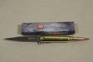 Milspec Tactical Spring Assisted Folding Pocket Knife - .50 Cartridge