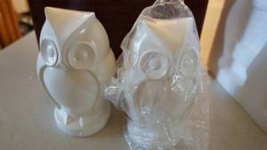 lot 58 image: Two Very Heavy White Owls In Package Box---About 8 Tall