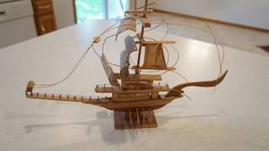 lot 23 image: Antique Handcrafted Sailboat
