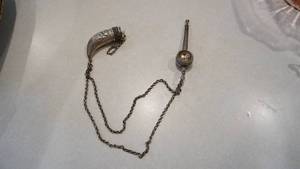 lot 47 image: Pewter Tobacco Pipe & Tobacco Holder Necklace
