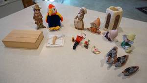 lot 78 image: A Lot Full Of Items To Be Displayed On Shelves---Vintage Candle--Polish Handkerchief