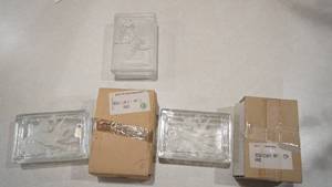 lot 90 image: Three Heavy Glass Handmade Containers W Lids--4 34  x  3 34--Made In Czechoslovakia