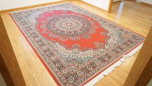 lot 96 image: Burgundy Floral Design Rug---137  x 95