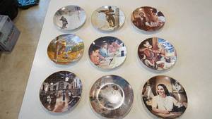 lot 102 image: Norman Rockwell--The Telephone Lineman Collectors Plate--Eight Other Collectors Plates