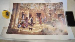 lot 148 image: Print Of Courtyard W People & Animals----From Dr. Y Boreisha Of Sultan Qaboos University --Sultanate Of Oman