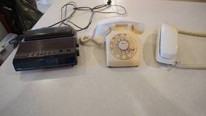 lot 154 image: One Answering Machine W Telephone & Clock--One Vintage Dial Telephone--Toyami Push Button Telephone