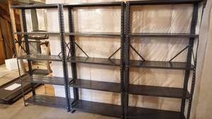 lot 206 image: Three Metal Shelving Units (5 Shelves Each) --3 Feet  Wide  x  11 Deep  x 70 Tall