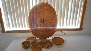 lot 241 image: Wicker Bowls--One Wicker Basket & One Wicker Decor