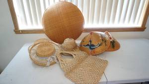 lot 242 image: Six Wicker Hats & One Wicker Purse