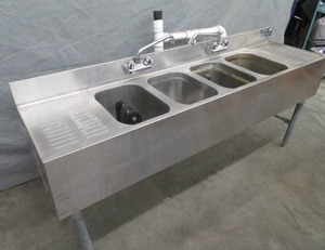 STAINLESS STEEL DOUBLE FAUCET SINK (NSF)