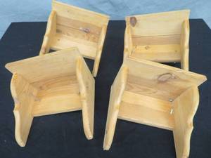 4 WOODEN MINI WALL SHELVES