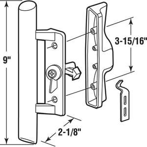 lot 12 image: 3 in. - 1516 in. Gray Diecast Sliding Patio Door Handle with Wood Handle for 1 in. Thick Doors