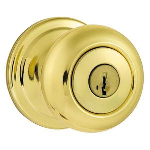 lot 20 image: Juno Polished Brass Entry Door Knob Featuring SmartKey Security with Microban Antimicrobial Technology