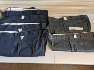(6) Pairs of GK Services Pants- (4) Dark Blue Size 50 x 30. (2) Gray Size 40 x 30