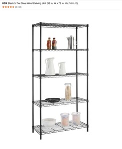 HDX 3 & 5 Shelf Storage Black Wire Racks. Various Conditions. See Pictures