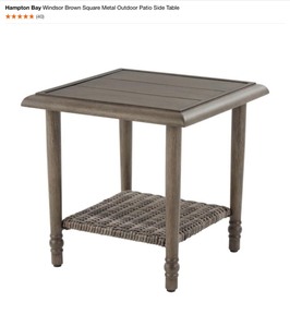 Hampton Bay Windsor Brown Square Metal Outdoor Patio Side Table. See Pictures