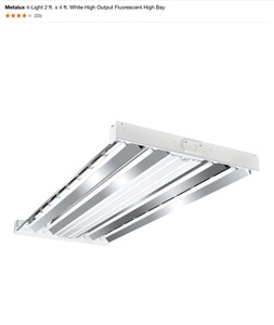 6 Metalux 4-Light 2 ft. x 4 ft. White High Output Fluorescent High Bay. Various Conditions. See Pictures