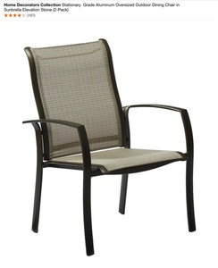 Home Decorators Collection Stationary  Grade Aluminum Oversized Outdoor Dining Chair in Sunbrella Elevation Stone (2-Pack). See Pictures